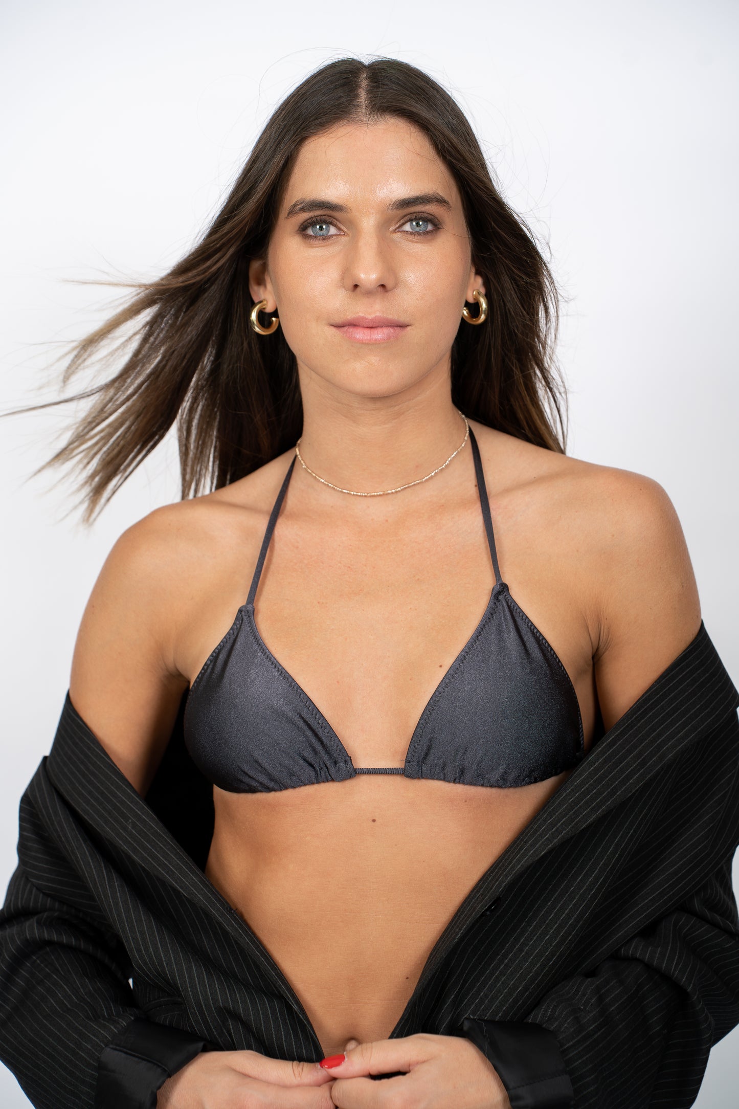 Bikini Top Grey Shiny